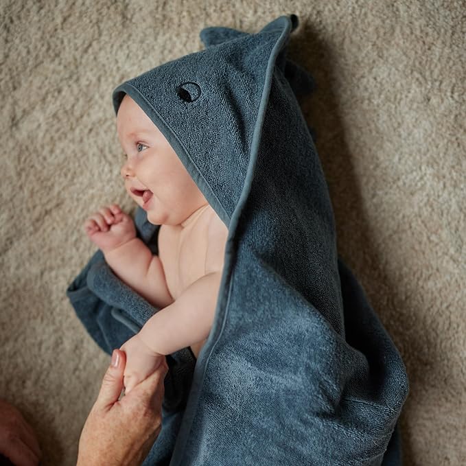 Hooded Baby Towel – 100% Organic Cotton Baby Bath Towels – Baby Boy Newborn Essentials - Super-Soft and Absorbent. (Dino - Tradewins)