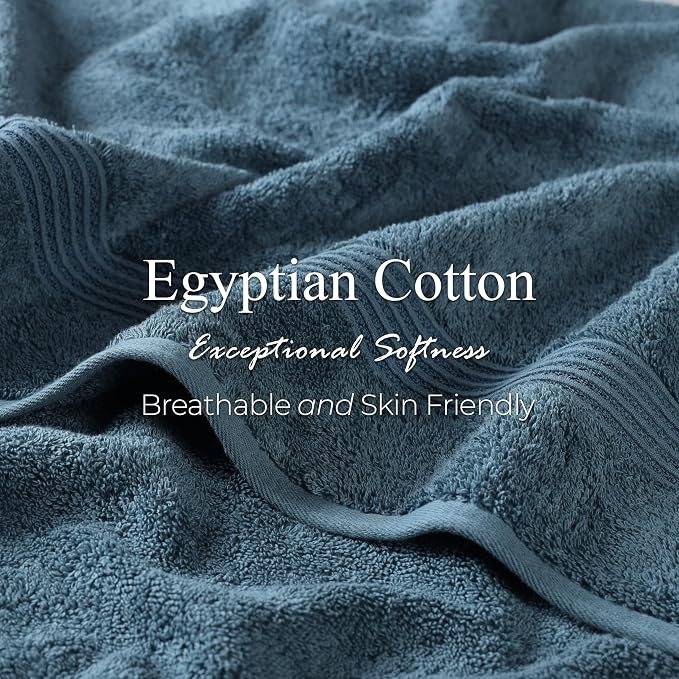 Superior Egyptian Cotton 9-Piece Towel Set, Assorted Towels for Home Bathroom, Guest Bath Decor Essentials, Includes 3 Bath, 3 Hand, 3 Face Towels/Washcloths, Quick Dry, Absorbent - Sapphire
