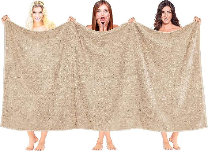100% Cotton Oversized 40x80 Bath Sheet, Turkish Bath Towels for Bathroom Extra Large, Taupe Bath Sheet