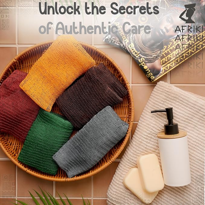 African Net Sponge, Premium Authentic Exfoliating Body Scrubber, Extra Long Stretch Bath Sponge for Shower, Deep Exfoliating Washcloth for Smooth Skin, 1 Pack (Slate)
