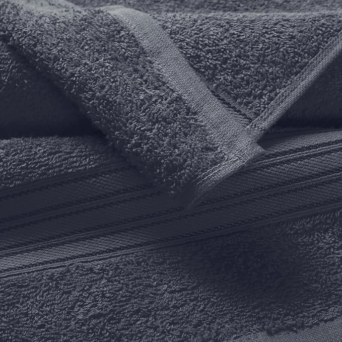 BOUTIQUO Ultra Soft 3 Pack Cotton Towel Set, Contains a Bath Towels 28x55 inch, a Hand Towels 16x24 inch & a Wash Coths 12x12 inch, Ideal Everyday use, Compact & Lightweight - Charcoal Grey