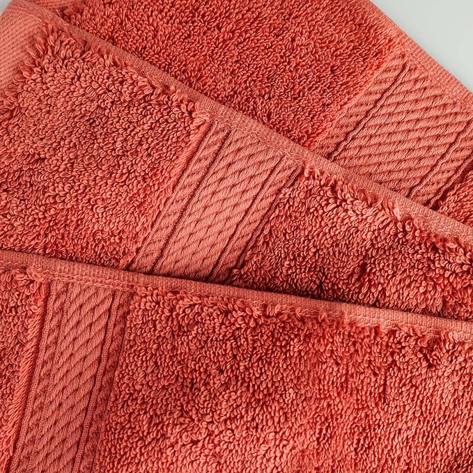 Superior Egyptian Cotton 800 GSM Plush & Absorbent, 9 Piece Set, Coral | Quick Dry, Soft Luxury Towel Set, Bath Essentials, Guest Bath, Spa, 3 Bath, 3 Hand, 3 Face Towel, Madeline Towels