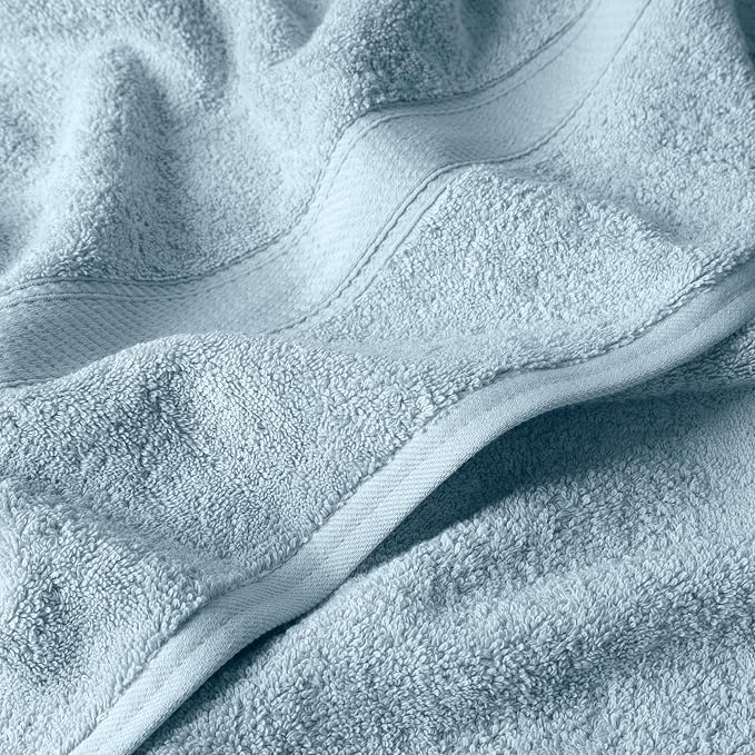 SUPERIOR Egyptian Cotton Ultra Plush & Absorbent, 6 Piece Set, Light Blue | Quick Dry, Soft Luxury Towel Set, Bath Essentials, Guest Bath, Spa, 2 Bath, 2 Hand, 2 Face Towels, Madeline Towels