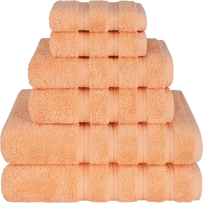 American Soft Linen 100% Cotton Luxury Turkish Towels, 6 Piece Towel Set | Soft Absorbent Quick Dry OEKO Tex Standard 100 Certificated Durable Machine Washable Breathable Premium Hotel Quality
