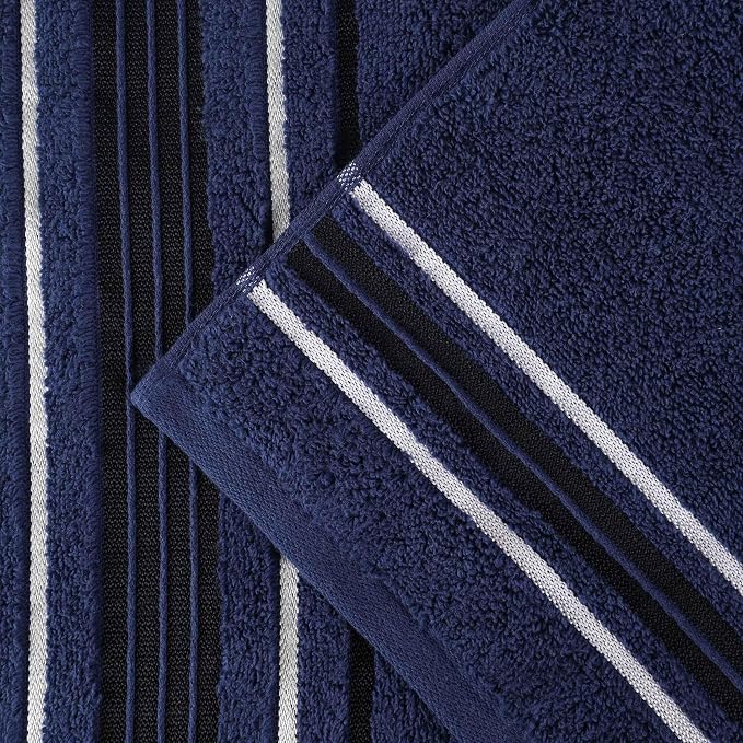 Superior Cotton Hand Towel Set, Small Towels, Plush Soft Absorbent Bathroom Basics, Home Essentials, Spa, Salon, Hotel, Kitchen, Luxury Quick Drying, Zero Twist Assorted Floral Set of 6, Navy Blue