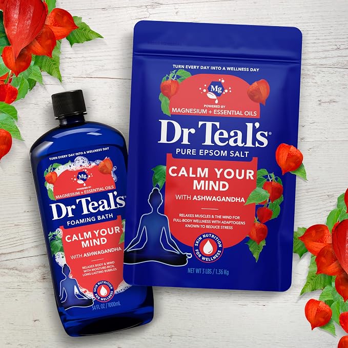 Dr Teal's Epsom Salt Magnesium Soak, Ashwagandha & Essential Oils, 3 lbs