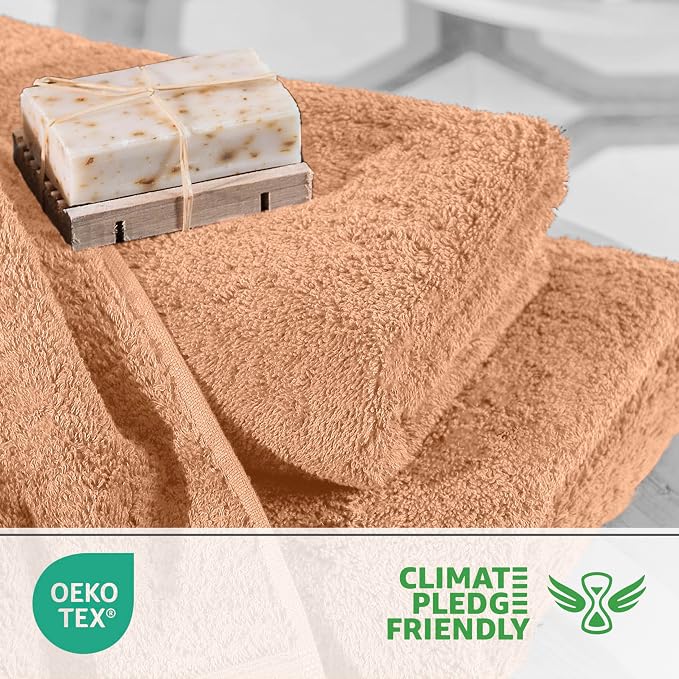 Martex Easy Living Everyday 6-Piece Bathroom Towel Set, Peach | 2 Bath Towels, 2 Hand Towels, 2 Wash Cloths, 100% Cotton, Soft, Quick-Dry