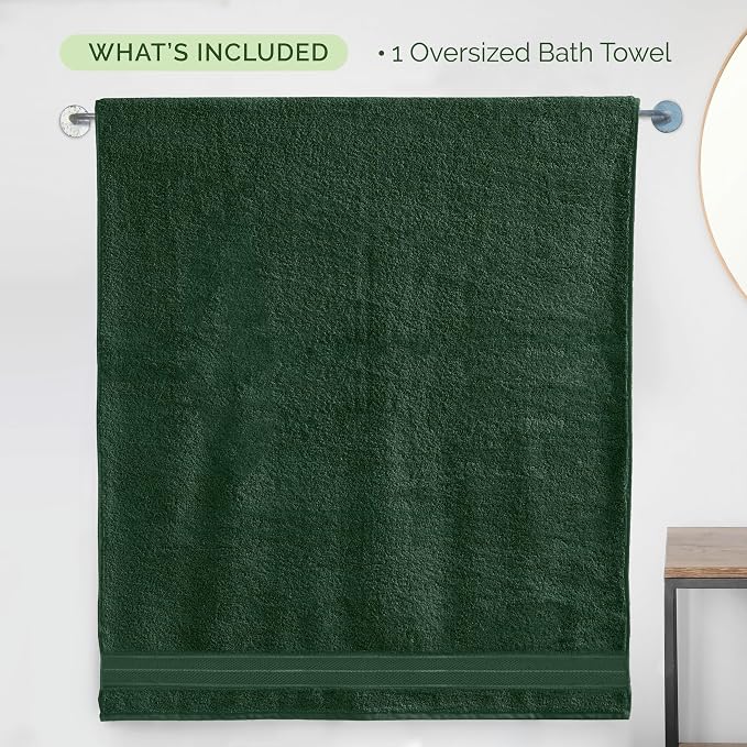 Elegant Comfort Three Line Popcorn Extra Large Luxury Bath Towel - 40" x 80" inch, Premium Hotel Spa Quality 1 Piece Oversized Bath Sheet 100% Turkish Cotton Super Soft Highly Absorbent, Forest Green