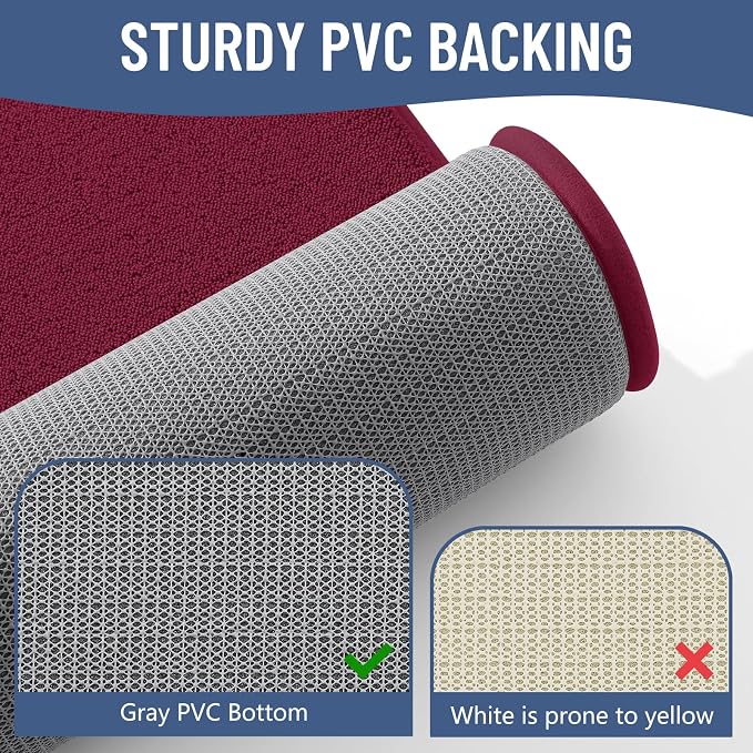 Smiry Memory Foam Bath Mat 48x32, Extra Soft Bathroom Rug, Ultra Absorbent, Quick Dry, Machine Washable Bathroom Mat for Shower, Tub & Floor Decor, Burgundy