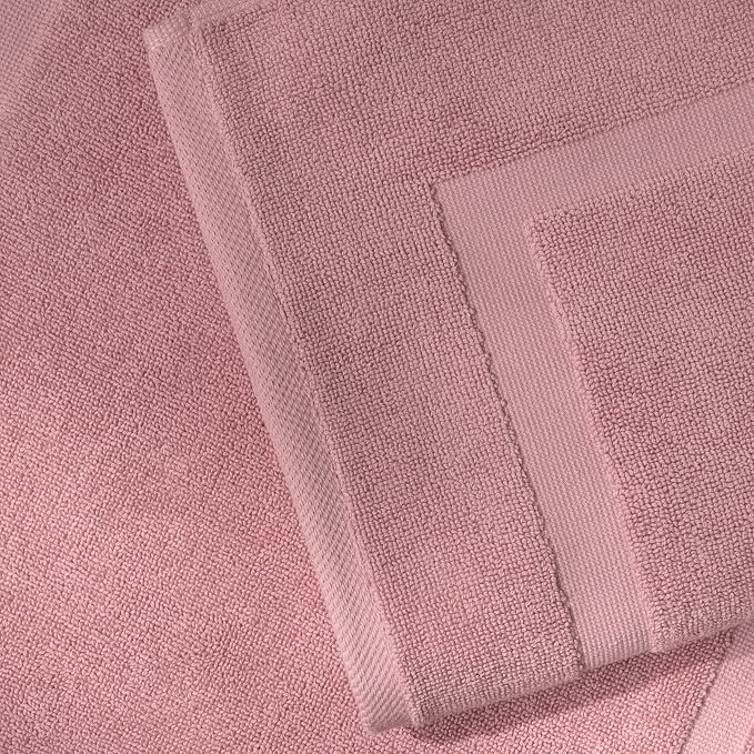 SALBAKOS 100% Turkish Cotton Bath Mat Set 2-Piece - 20x34 inch, Hotel & Spa Collection, Soft, Absorbent, Long Lasting, Durable Bathroom Rugs | Made in Turkey (Rose, 2 Bath Mats)