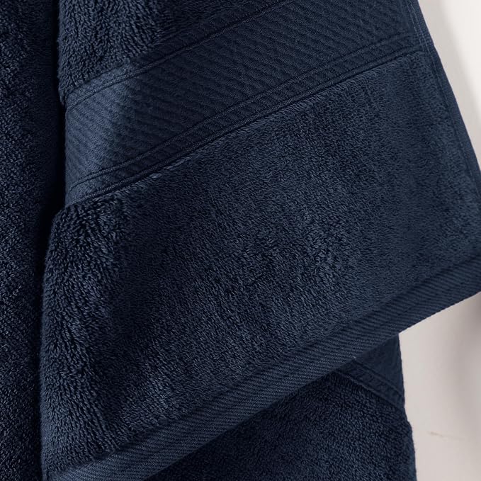 SUPERIOR Egyptian Cotton Plush & Absorbent, Bath Towel Set of 2, Navy Blue | Quick Dry, Soft Luxury Towel Set, Bath Essentials for Bathroom, Guest Bath, Spa, 2 Piece Bath, Madeline Towels