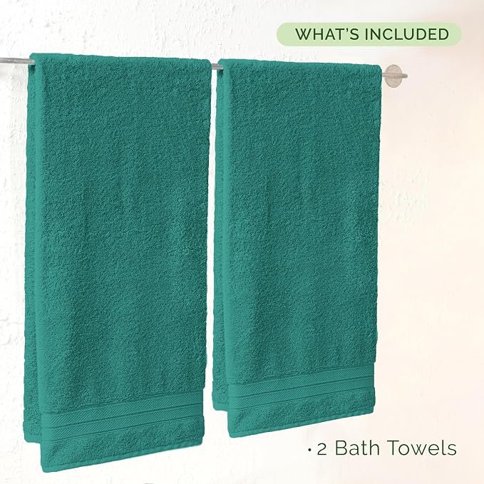 Elegant Comfort Three Line Popcorn Towel Set for Bathroom 27 x 54 inches, Premium Hotel Quality 2-Pack Bath Towels, 100% Turkish Cotton, Soft and Durable, Quick Dry and Highly Absorbent, Teal Blue
