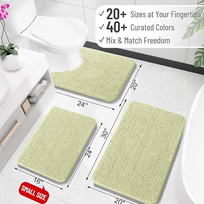 OLANLY Bathroom Runner Rugs 59x24, Soft Absorbent Chenille Bath Rugs, Rubber Backing Quick Dry, Machine Washable Long Bath Mats for Bathroom Floor, Tub and Shower, Home Decor Accessories, Vanilla