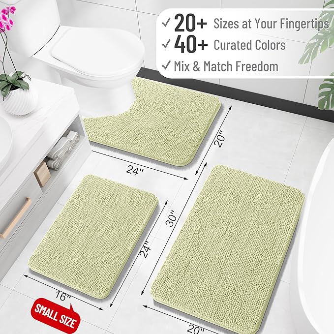 OLANLY Bathroom Rugs 35x24, Extra Soft Absorbent Chenille Bath Rugs, Rubber Backing Quick Dry, Machine Washable Bath Mats for Bathroom Floor, Tub and Shower, Home Decor Accessories, Vanilla