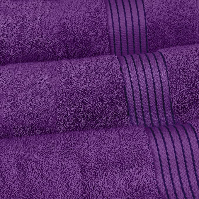 Elegant Comfort Premium Turkish Cotton 2 Pack Bath Towel Set - 27 x 54 inch, Luxurious Hotel Spa Quality 100% Turkish Cotton 2PC Bath Towel Set - Highly Absorbent - Soft Bathroom Towels, Purple