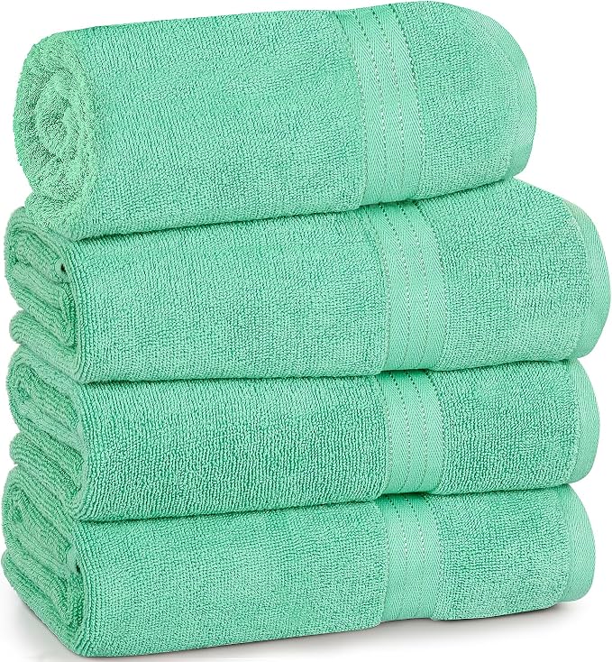 Bliss Casa 100% Cotton Bath Towel Set – 27″×54″, Ultra-Soft & Highly Absorbent Towels for Bathroom – Quick-Dry, Durable & Skin-Friendly (4-Pack)
