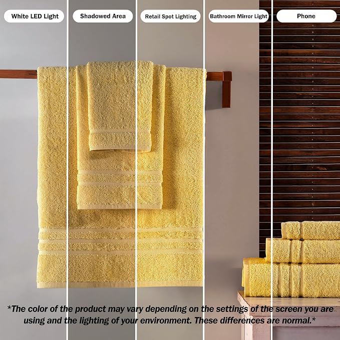 Hawmam Linen Yellow Bath Towels 4 Pack Soft and Absorbent, Premium Quality Perfect for Daily Use 100% Cotton Towel 600 GSM
