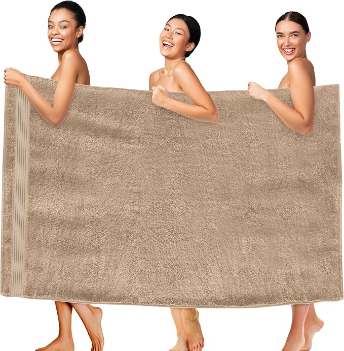 Elegant Comfort Premium Super Soft Highly Absorbent 1 Piece Oversized Bath Sheets - 40" x 80" inch, Luxurious Hotel Spa Quality 100% Turkish Cotton Extra Large Bath Towels for Adults, Taupe