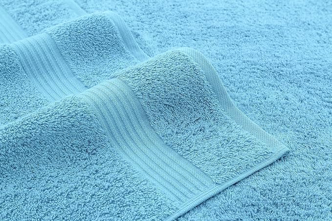 American Veteran Towel 100% Cotton Turkish Bath Towels for Bathroom 4 Pack, 27x54 Extra Large Premium Soft Drying Bathroom Towels, Sky Blue