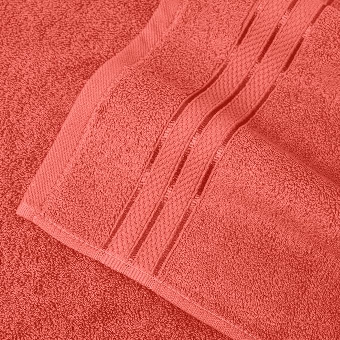 Elegant Comfort Three Line Popcorn Towel Set for Bathroom 35 x 70 inches, Premium Hotel Quality 1-Pack Jumbo Towels, 100% Turkish Cotton, Soft and Durable, Quick Dry and Highly Absorbent, Coral