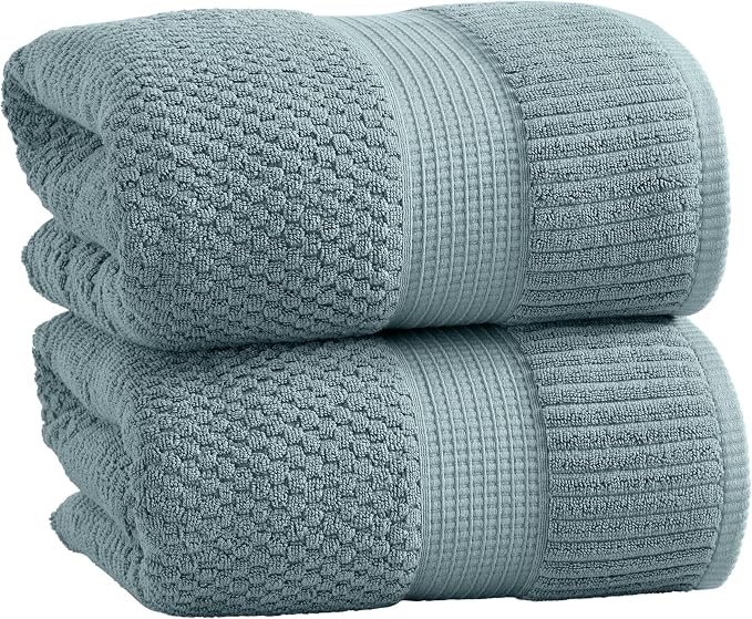 NY Loft 100% Cotton 2 Pack Bath Sheet Towel Set | Extra Large Oversize Bath Towels | Absorbent & Quick-Dry | Textured and Durable Cotton | Stormy Sea