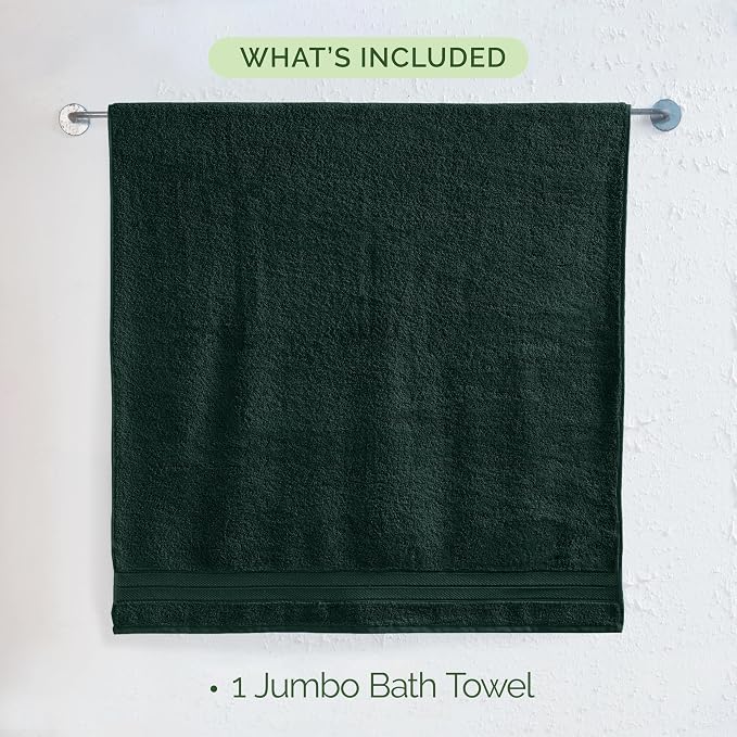 Elegant Comfort Three Line Popcorn Towel Set for Bathroom 35 x 70 inches, Premium Hotel Quality 1-PACK Jumbo Towels, 100% Turkish Cotton, Soft and Durable, Quick Dry and Highly Absorbent, Forest Green