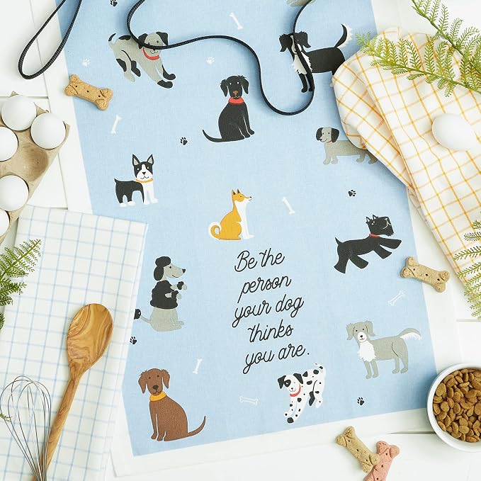 DII Everyday Pets Kitchen Collection Absorbent Dishtowel Set, 18x28, Dog Person, 3 Count