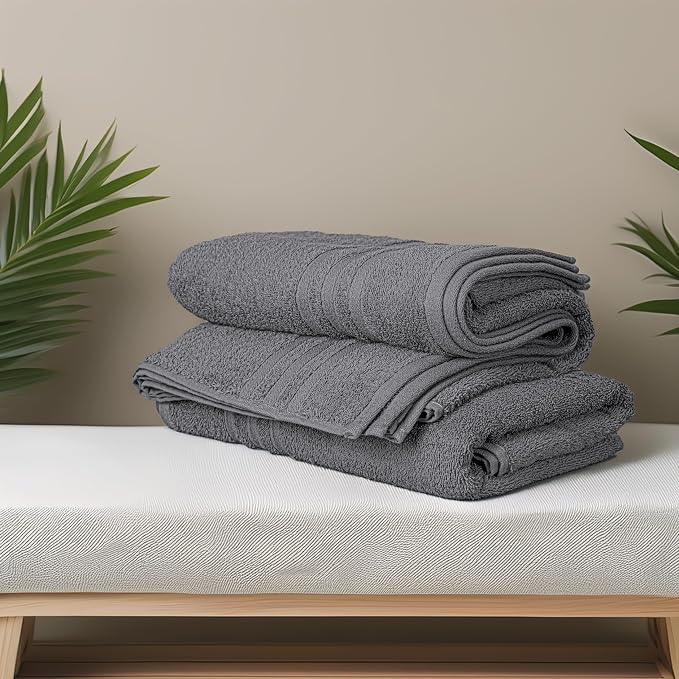Tens Towels Pack of 4 Soft Bath Towels, 100% Cotton, 27 x 54 Inches, Lightweight & Quick-Dry, Ideal for Daily Bathroom Use, Practical & Comfortable, Dark Grey