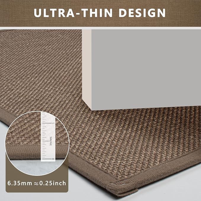 Non Slip Bath Mat with Rubber-Backing Thin Bathroom Rugs Fit Under Door Machine Washable Quick Dry Camel Small Toilet Rug, 17" x 24"