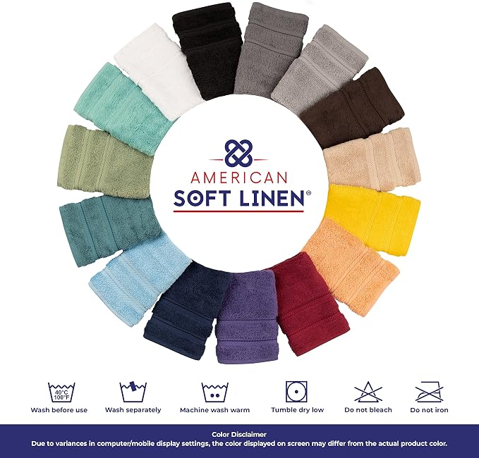 American Soft Linen 100% Cotton Luxury Turkish Towels, 4 PC Bath Towel Set | Soft Absorbent Quick Dry OEKO Tex Standard 100 Certificated Durable Machine Washable Breathable Premium Hotel Quality