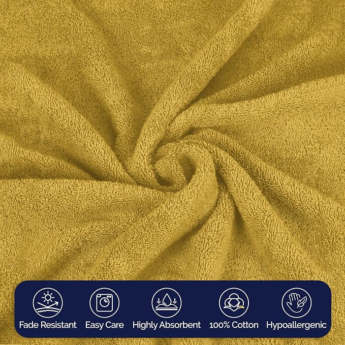 Elegant Comfort Premium Turkish Cotton 2 Pack Bath Towel Set - 27 x 54 inch, Luxurious Hotel Spa Quality 100% Turkish Cotton 2PC Bath Towel Set - Highly Absorbent - Soft Bathroom Towels, Gold