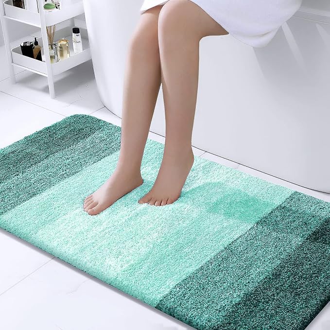 OLANLY Bathroom Runner Rugs Mat 44x24, Extra Soft Absorbent Microfiber Bath Rugs, Rubber Backing, Quick Dry, Long Bath Mats for Bathroom, Tub and Shower, Home Decor Accessories, Blackish Green