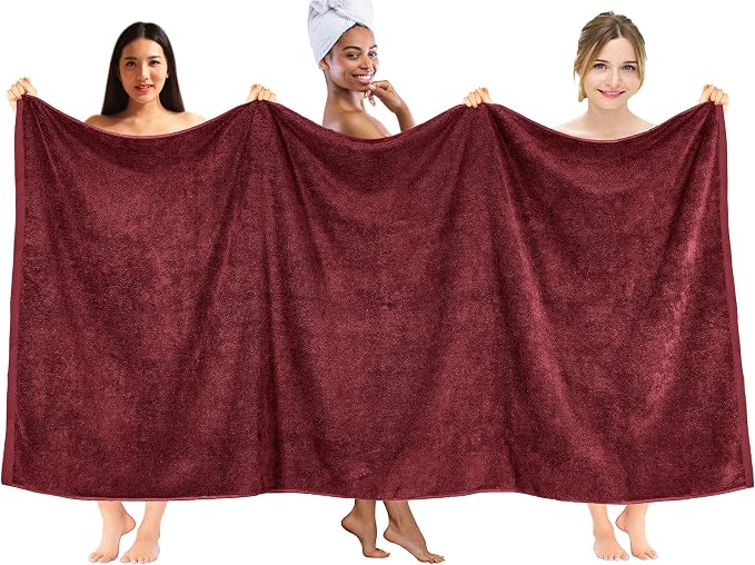 DAN RIVER Pack of 1 Jumbo Bath Sheet 40x80 Inches, Oversized Bath Towels, Soft and Absorbent Extra Large Towels for Bathroom - Pomegranate