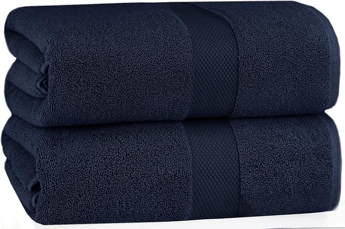 COTTON CRAFT Hotel Spa Luxury Bath Sheet - 2 Pack - Oversized Extra Large 40 x 80 - Heavyweight 700 GSM 2 Ply Ringspun Cotton - Soft Absorbent Everyday Use Home Bath Easy Care Towel Set - Navy
