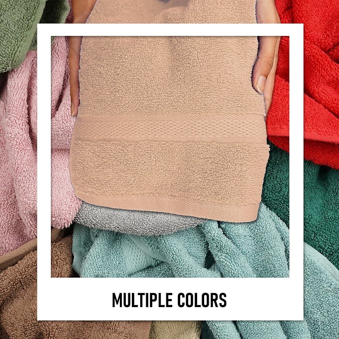 Luxury 8 Piece Set, 2 Bath Towels 2 Hand Towels 4 Washcloths, 100% Cotton Towels for Bathroom, Home, Spa, Hotel & Gym – Ultra Soft, Highly Absorbent, Quick Dry (Beige)