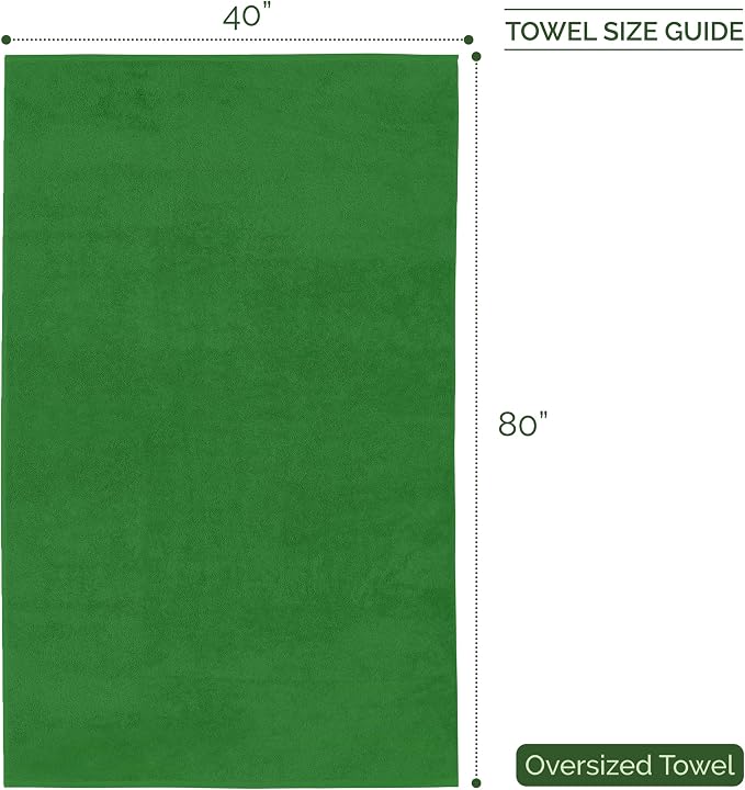 Elegant Comfort Three Line Popcorn Extra Large Luxury Bath Towel - 40" x 80" inch, Premium Hotel Spa Quality 1 Piece Oversized Bath Sheet 100% Turkish Cotton Super Soft Highly Absorbent, Emerald Green