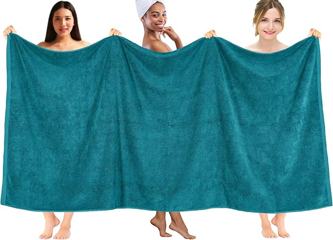 DAN RIVER Pack of 1 Jumbo Bath Sheet 40x80 Inches, Premium Oversized Towels for Adults, Super Soft and Quick Dry - Teal