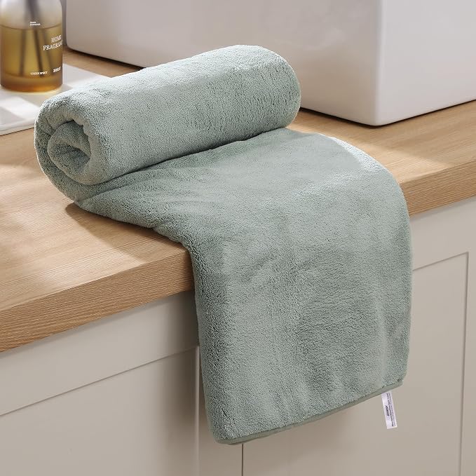 JOYMOOP Bath Towels 4 Packs Extra Large 60" x 30", Quicker to Dry Towels for Bathroom, Super Soft and Absorbent Mcirofiber, Larger & Lighter Weight Bathroom Towels, Green