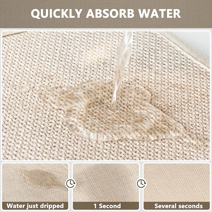 Non-Slip Bath Mats Quick Dry Absorbent Bathroom Rugs Machine Washable Thin Woven Mats for Floor Fit Under Door Easy to Clean