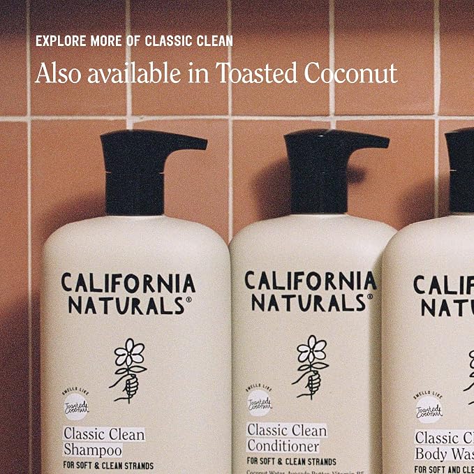 California Naturals Classic Clean Vanilla Bloom Shampoo & Conditioner Set, Natural, Vegan, Cruelty, Silicone, Paraben, and Sulfate Free Shampoo, All Hair Types, 20 Fl Oz (Pack of 2)