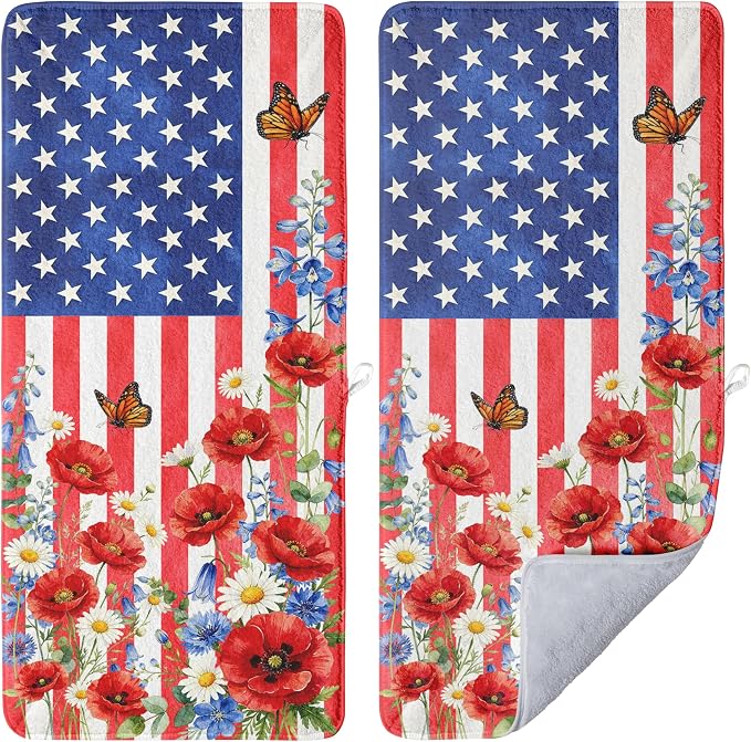 4th of July Hand Towel Highly Absorbent Kitchen Towel Set for Patriotic Memorial Day