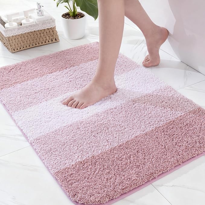 Exclusivo Mezcla Bathroom Rugs Mat 24x36, Extra Soft Non Slip Absorbent Microfiber Bath Rugs, Machine Washable Quick Dry Bath Mats for Bathroom Floor, Shower, Home Decor, Gradient Pink
