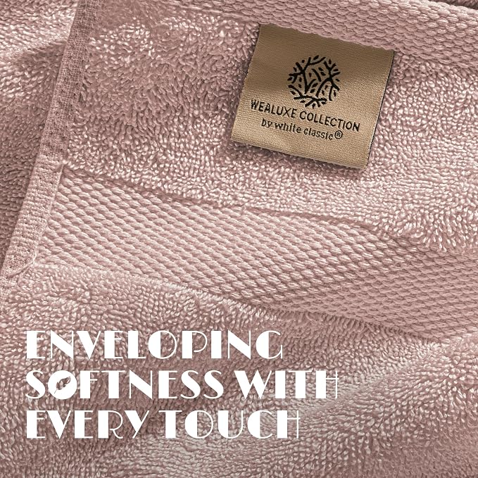 White Classic Pink Hand Towels for Bathroom [12 Pack] Cotton Hand Towel Bulk for Gym, Kitchen and Spa, 16x27 Inches Soft Highly Absorbent Quick Dry Terry Salon Towels