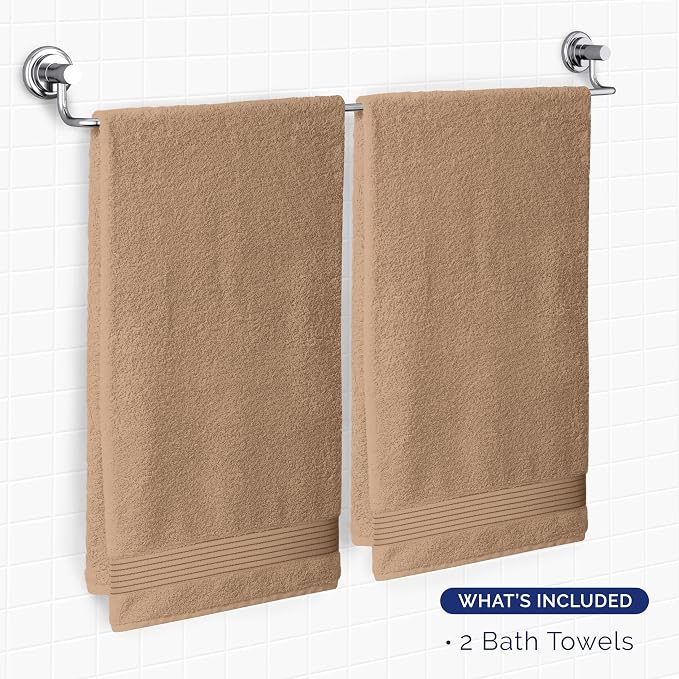 Elegant Comfort Premium Turkish Cotton 2 Pack Bath Towel Set - 27 x 54 inch, Luxurious Hotel Spa Quality 100% Turkish Cotton 2PC Bath Towel Set - Highly Absorbent - Soft Bathroom Towels, Taupe