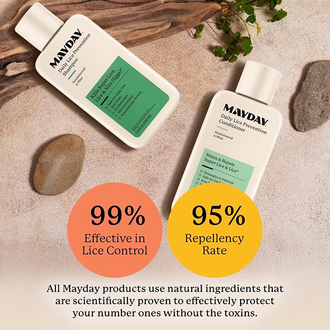 MAYDAY 3.4oz Shampoo & Conditioner Bundle - Sandalwood & Mint, Daily Cleansing and Conditioning for All Hair Types