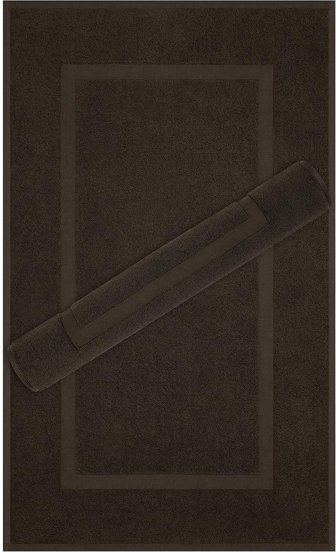 Cotton Paradise 100% Cotton Turkish Bathmat Set, Soft Absorbent Quick Dry, 2 Piece 20x34 Bathmat Floor Set, Chocolate Brown