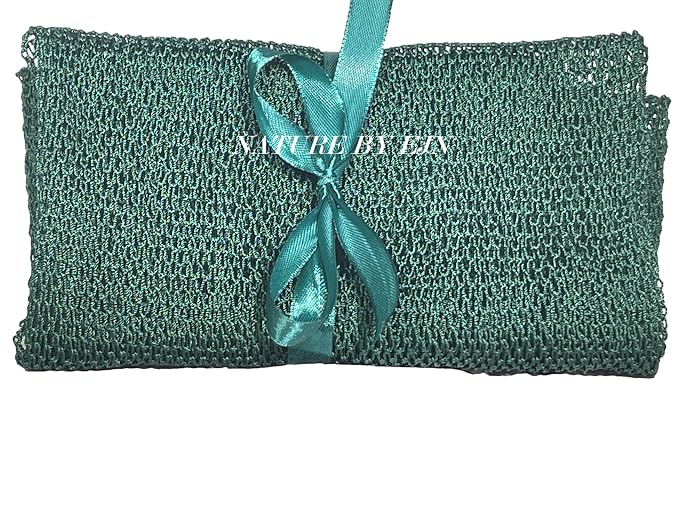 Net Bath Sponge, Customized N1 Weave, Long, Skin Exfoliation, African, Porous, Stretches Horizontally to Approximately 49" (Army Green)