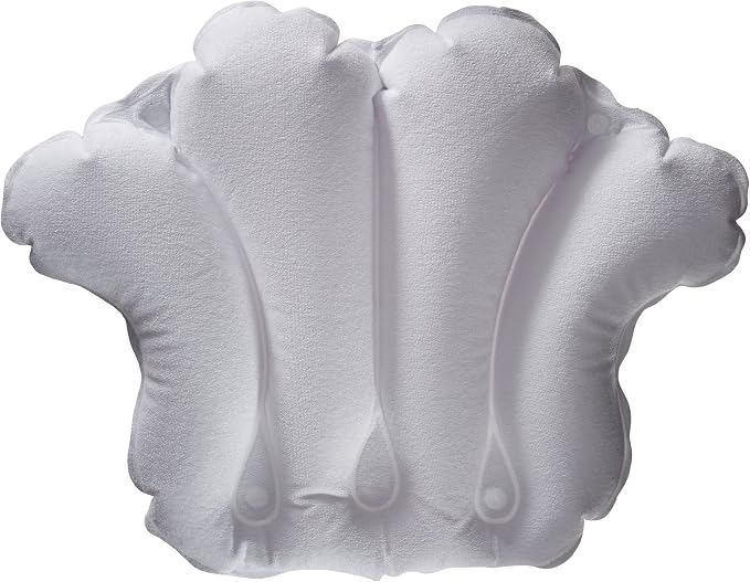 Inflatable Bath Pillow - Terry Cloth (White)