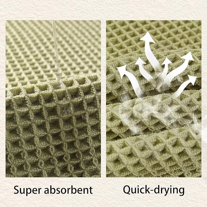 Waffle Bath Mat Non Slip, Boho Bathroom Rug, Super Absorbent Quick Dry Bathroom Mat, Soft Farmhouse Bath Rug with Tassels, Small Washable Shower Mats for Floor 20"x32", Tassels Sage Green