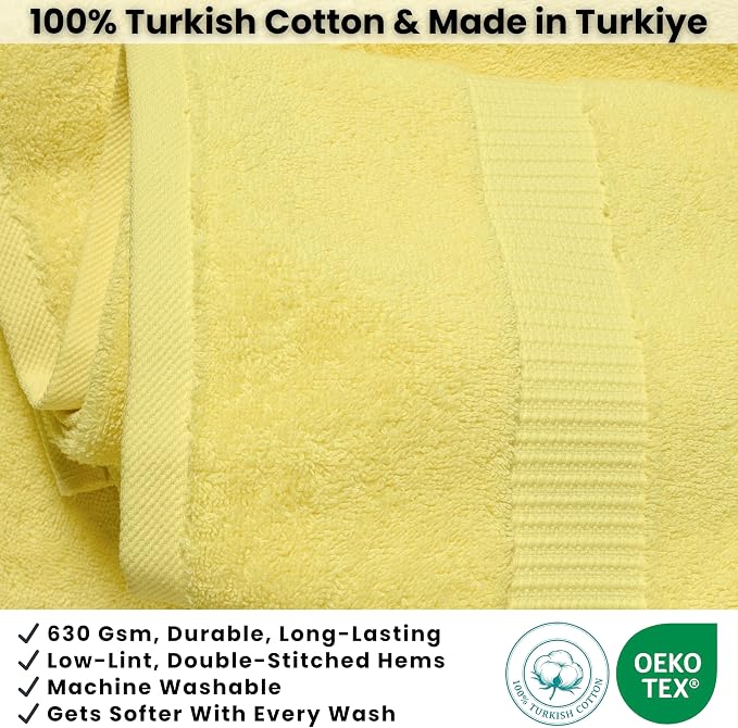 SALBAKOS 2-Piece 100% Turkish Cotton Extra Large Bath Towel 35x70 inch | Premium Hotel Quality Bath Sheet Towels | Thick, Soft, Absorbent, Oversized Bath & Beach Towels (Yellow, 2 Bath Sheets)